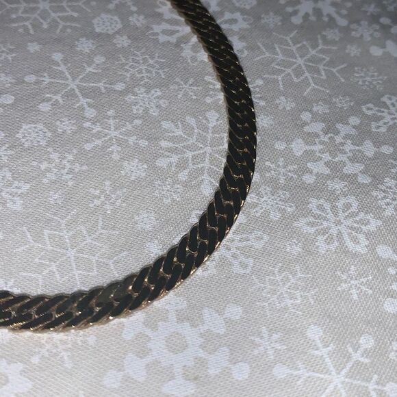 Vintage Gold Herringbone Chain Bracelet Korea 7.5” - Picture 4 of 13